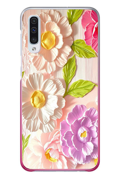 Samsung Galaxy A50 Uyumlu Beyaz Papatyalar Baskılı Silikon Kılıf