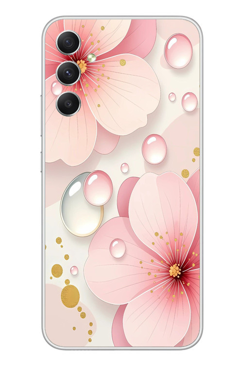 Samsung Galaxy A34 Uyumlu Damlalı Çiçekler Baskılı Silikon Kılıf