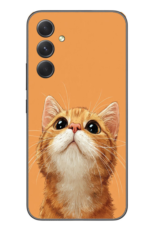 Samsung Galaxy A54 Uyumlu Masum Kedi Baskılı Silikon Kılıf