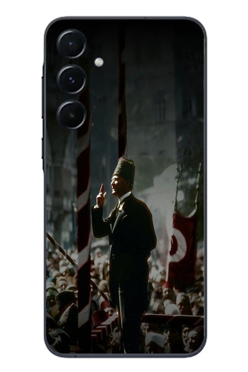 Samsung Galaxy A55 Uyumlu Atatürk Hitap Ediyor Baskılı Silikon Kılıf