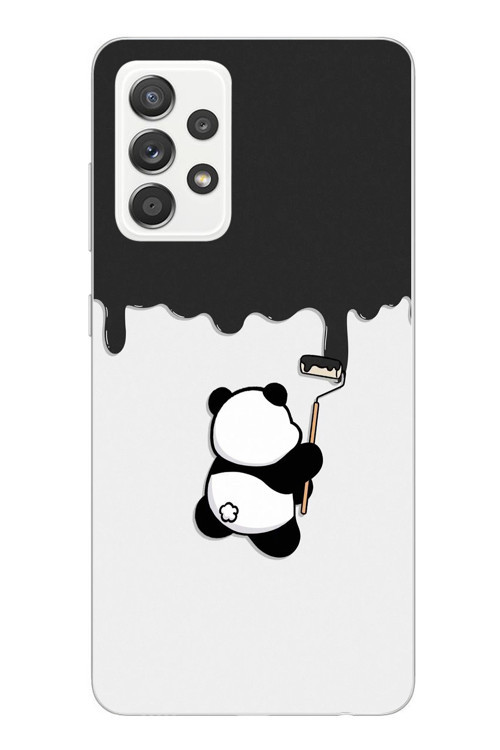 Samsung Galaxy A52 Uyumlu Boyacı Panda Baskılı Silikon Kılıf