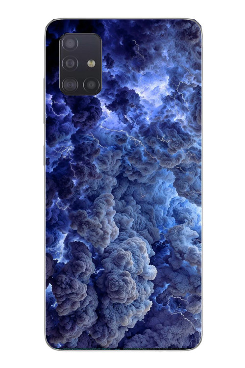 Samsung Galaxy A51 Uyumlu Mor Bulutlar Baskılı Silikon Kılıf