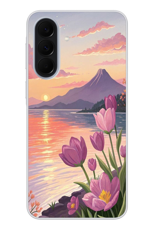 Samsung Galaxy A37 Uyumlu Çiçek Yağlı Boya Baskılı Silikon Kılıf