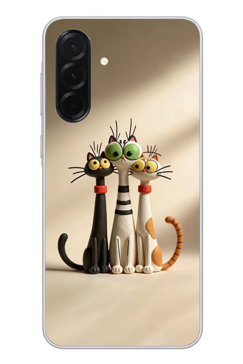 Samsung Galaxy A36 Uyumlu Neşeli Kedi Ailesi Baskılı Silikon Kılıf