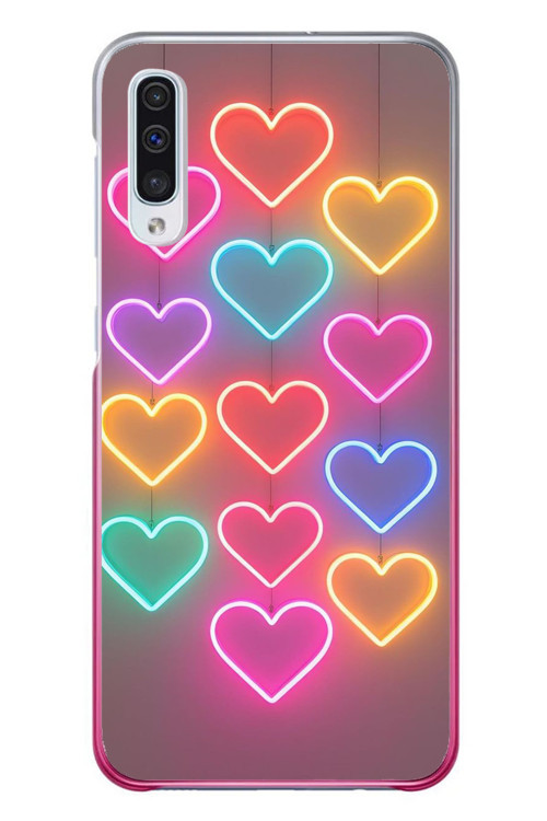 Samsung Galaxy A50 Uyumlu Neon Kalpler Baskılı Silikon Kılıf