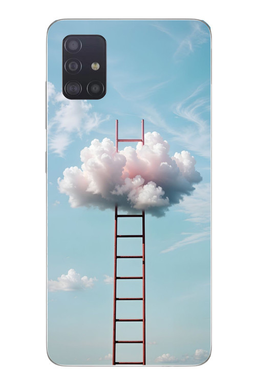 Samsung Galaxy A51 Uyumlu Buluta Çıkan Merdiven Baskılı Silikon Kılıf