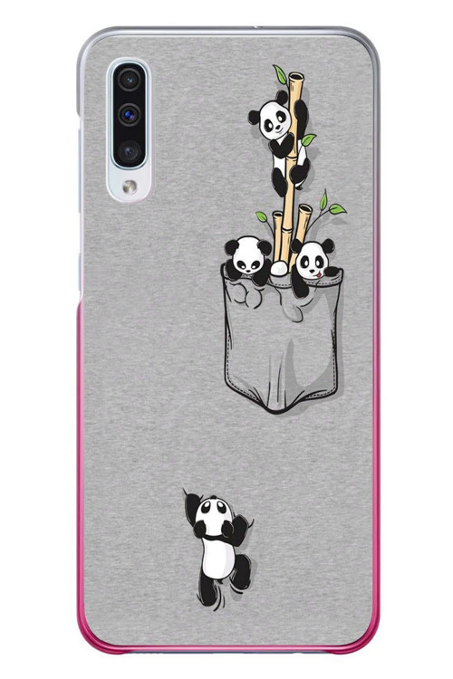 Samsung Galaxy A50 Uyumlu Cepli Panda Baskılı Silikon Kılıf