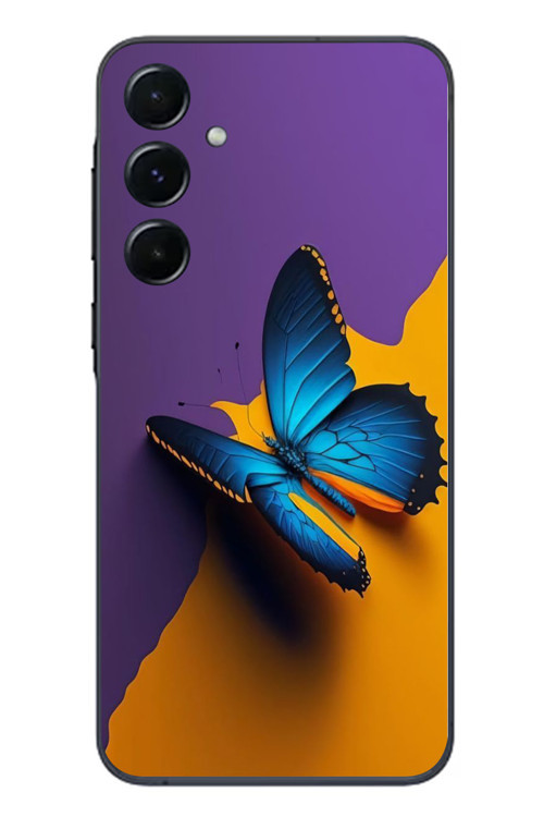 Samsung Galaxy A55 Uyumlu Mavi Kelebek Baskılı Silikon Kılıf