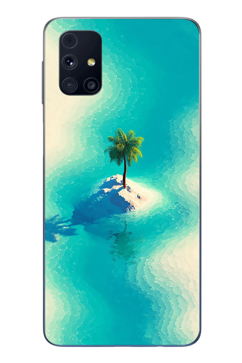 Samsung Galaxy M31s Uyumlu Adada Palmiye Baskılı Silikon Kılıf
