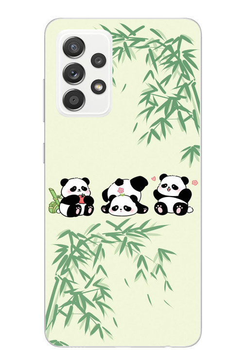 Samsung Galaxy A52 Uyumlu Panda Ailesi Baskılı Silikon Kılıf
