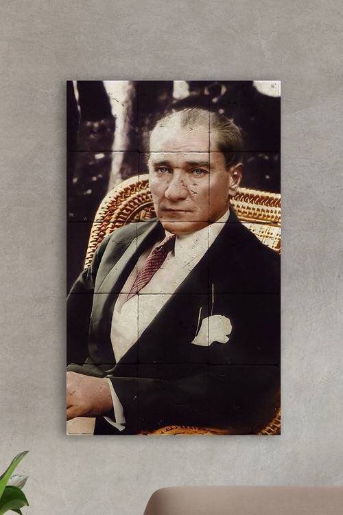 Doğal Taş Tablo - Atatürk Tablosu - Duvar Dekoru 30x50cm