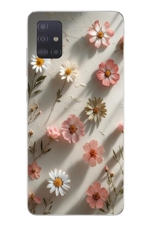 Samsung Galaxy A51 Uyumlu Papatya Çiçekleri Baskılı Silikon Kılıf
