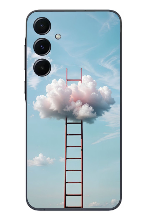 Samsung Galaxy A55 Uyumlu Buluta Çıkan Merdiven Baskılı Silikon Kılıf