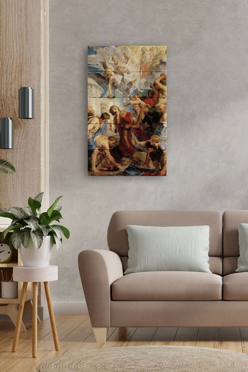 Doğal Taş Tablo - Peter Paul Rubens - The Martyrdom of St Stephen - Duvar Dekoru 30x50cm