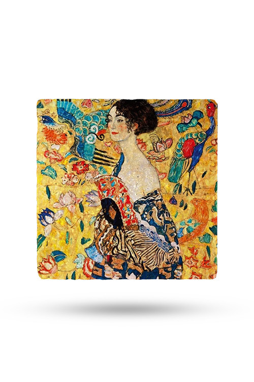 Doğal Taş Nihale 15x15cm Gustav Klimt EserleriBaskılı Taş Nihale