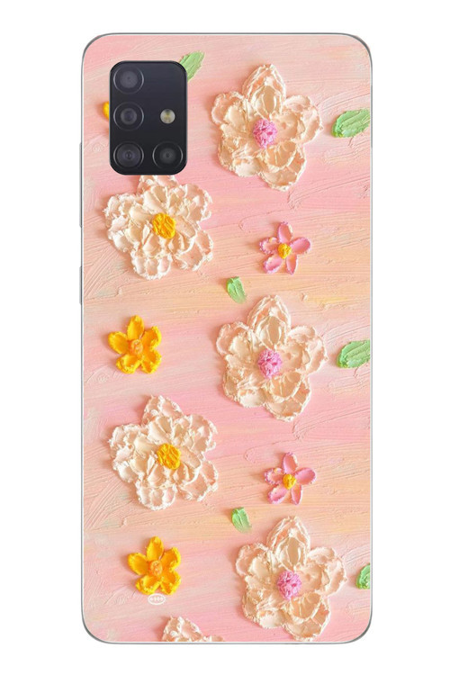 Samsung Galaxy A51 Uyumlu Pastel Papatya Baskılı Silikon Kılıf
