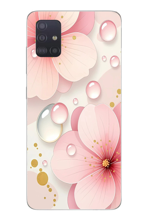Samsung Galaxy A51 Uyumlu Damlalı Çiçekler Baskılı Silikon Kılıf