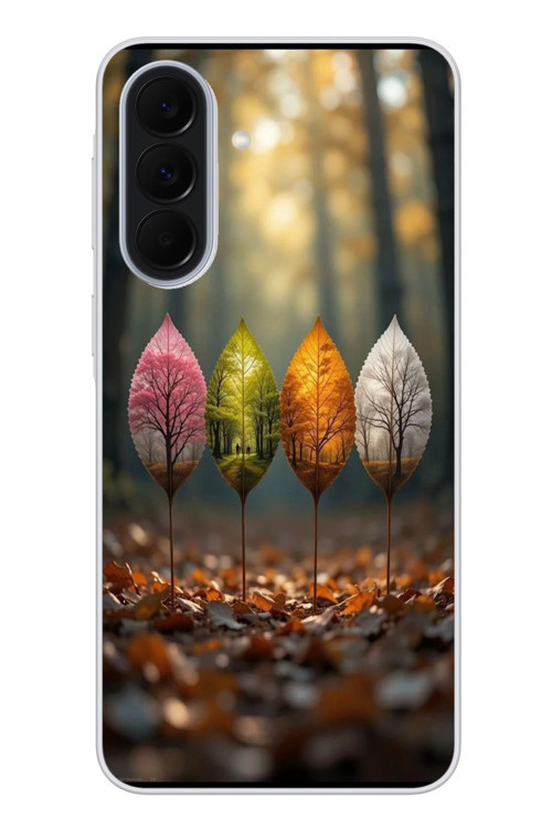 Samsung Galaxy A37 Uyumlu Dört Mevsim Yaprakları Baskılı Silikon Kılıf