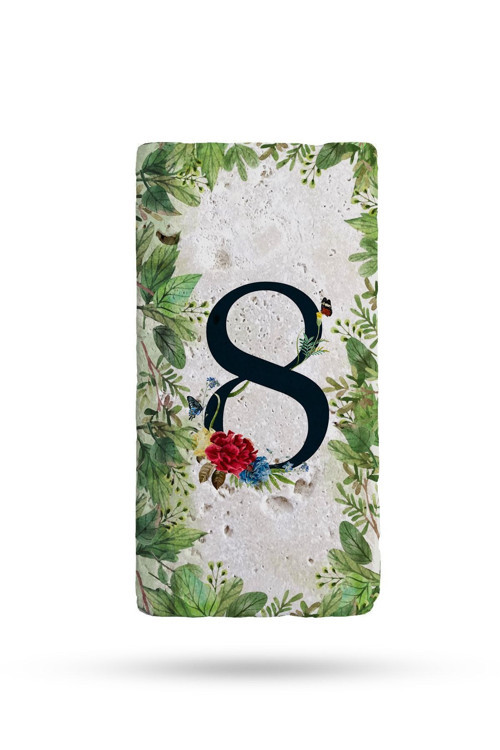Doğal Taş Kapı Numarası, Uv Baskılı Kapı Numarası 7,5x15cm Desen5 No:8