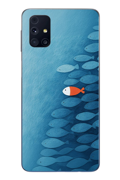 Samsung Galaxy M31s Uyumlu Balıklar Yüzüyor Baskılı Silikon Kılıf