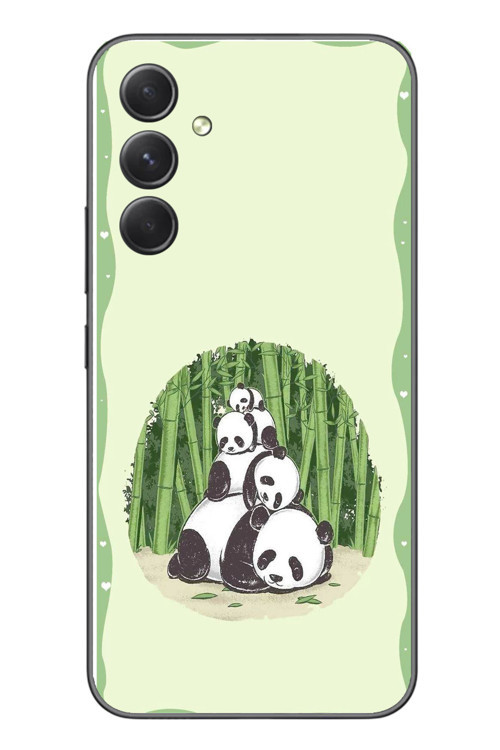 Samsung Galaxy A54 Uyumlu Panda Ailesi Baskılı Silikon Kılıf