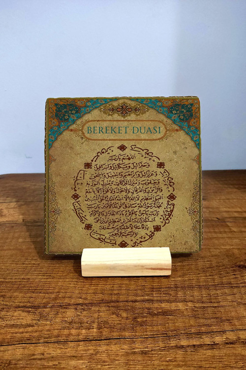 Masa Üstü Taş Tablo - Masa Tablosu 10x10cm - Bereket Duası Baskılı Dekor