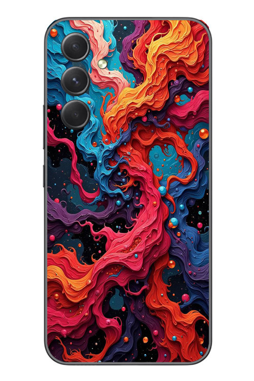Samsung Galaxy A54 Uyumlu Dalgaların İz Karışımı Baskılı Silikon Kılıf