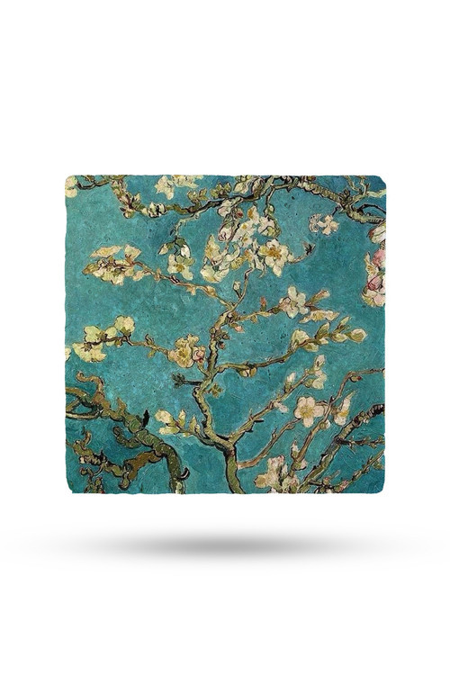 Doğal Taş Nihale 15x15cm Van Gogh Eserleri Baskılı Çaydanlık Altlığı-tencere Tava Altlığı