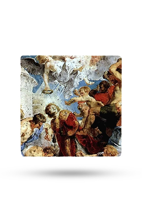 Doğal Taş Nihale 15x15cm Mitolojik Baskılı Çaydanlık Altlığı-tencere Tava Altlığı