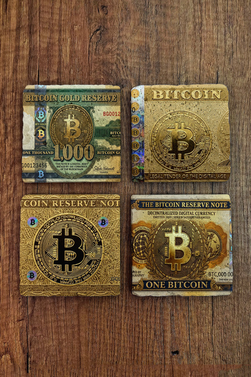 Doğal Taş Bardak Altlığı - Bitcoin Temalı Bardak Altlığı 10x10cm Ai Stone Coasters 599
