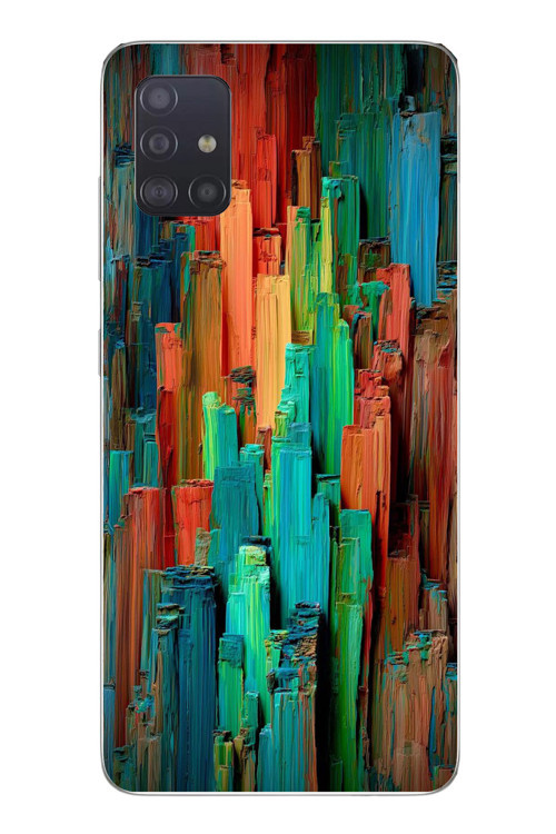 Samsung Galaxy A51 Uyumlu Dikey Renkler Baskılı Silikon Kılıf