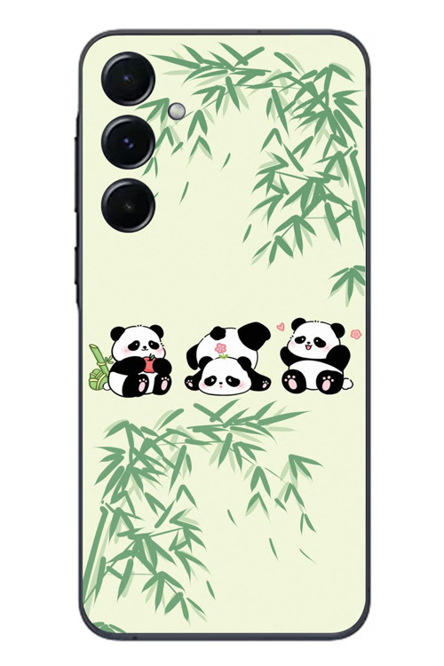 Samsung Galaxy A55 Uyumlu Panda Ailesi Baskılı Silikon Kılıf