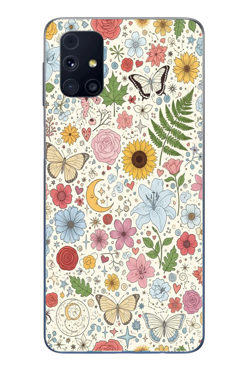 Samsung Galaxy M31s Uyumlu Bitkilerin Ahengi Baskılı Silikon Kılıf