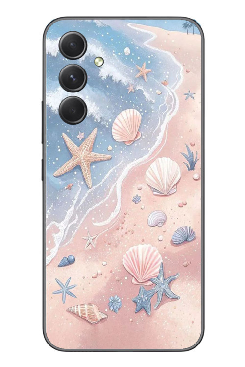 Samsung Galaxy A54 Uyumlu Deniz Yıldızı Kumsalı Baskılı Silikon Kılıf