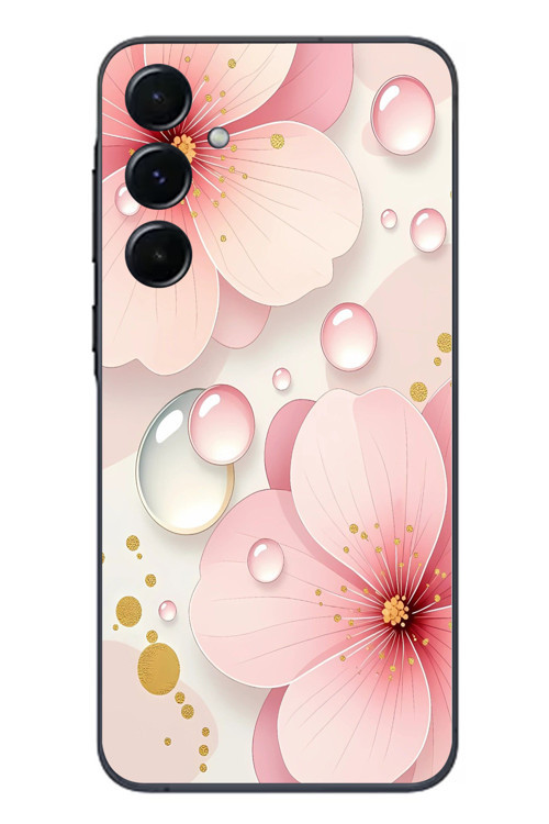 Samsung Galaxy A55 Uyumlu Damlalı Çiçekler Baskılı Silikon Kılıf