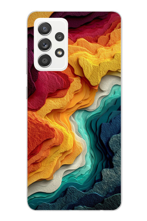 Samsung Galaxy A52 Uyumlu Renk Dalgaları Baskılı Silikon Kılıf