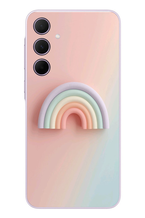 Samsung Galaxy A35 Uyumlu Gökkuşağı Pastel Baskılı Silikon Kılıf