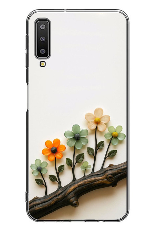 Samsung Galaxy A7 2018 Uyumlu Dalda Açan Çiçekler Baskılı Silikon Kılıf