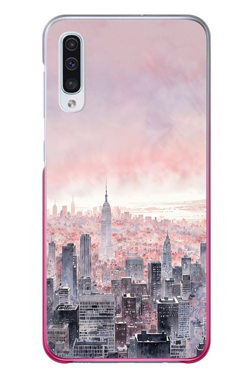 Samsung Galaxy A50 Uyumlu Gökdelenler Baskılı Silikon Kılıf