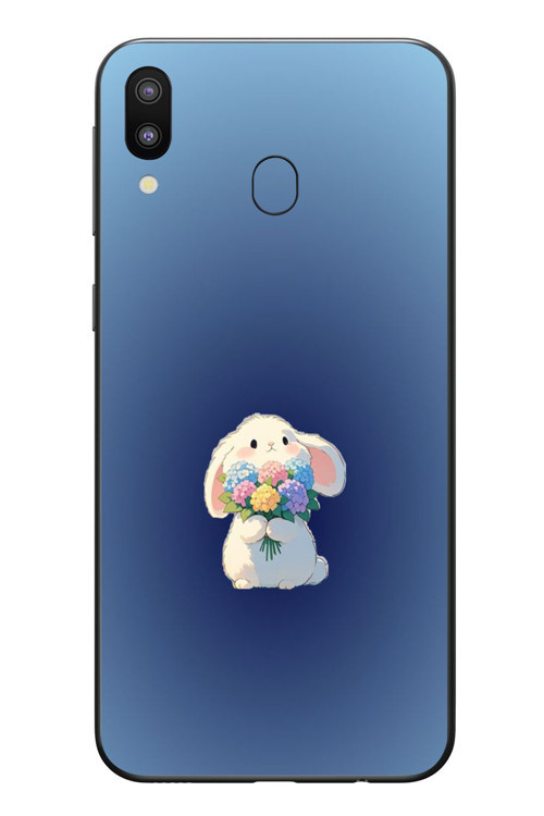 Samsung Galaxy M20 Uyumlu Çiçekli Tavşan Baskılı Silikon Kılıf