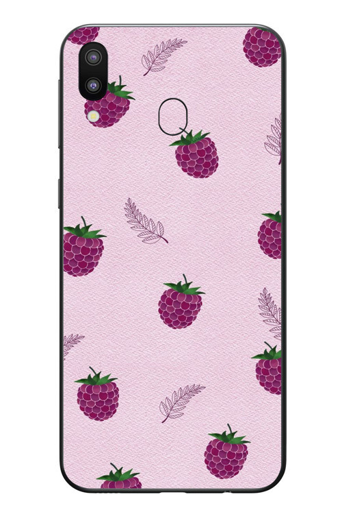 Samsung Galaxy M20 Uyumlu Çilekler Pembesi Baskılı Silikon Kılıf
