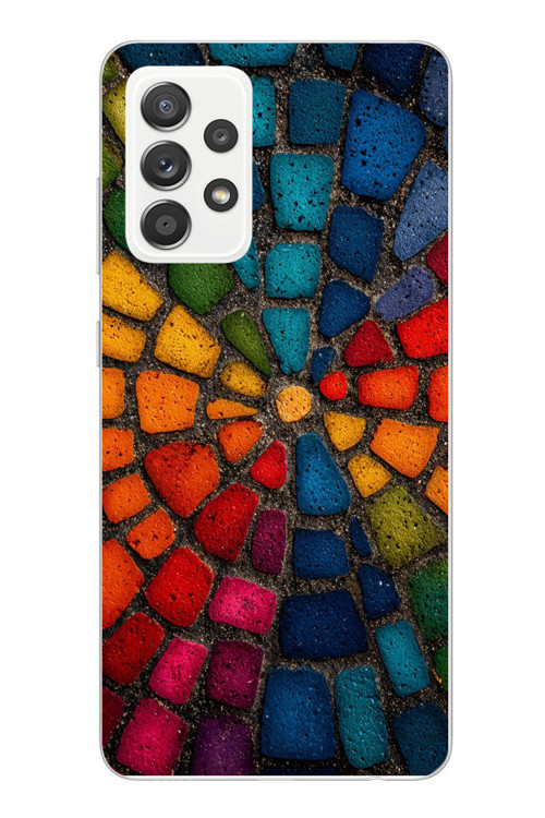 Samsung Galaxy A52 Uyumlu Gökkuşağı Renkli Kaldırım Baskılı Silikon Kılıf