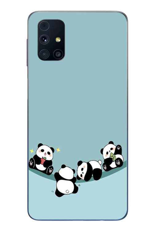 Samsung Galaxy M31s Uyumlu Panda Ailesi Baskılı Silikon Kılıf