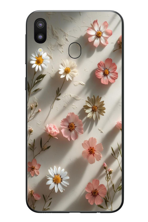 Samsung Galaxy M20 Uyumlu Papatya Çiçekleri Baskılı Silikon Kılıf