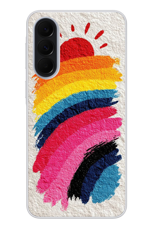 Samsung Galaxy A37 Uyumlu Güneşli Gökkuşağı Baskılı Silikon Kılıf