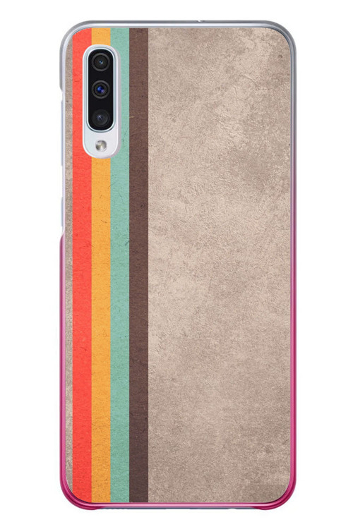 Samsung Galaxy A50 Uyumlu Retro Gökkuşağı Baskılı Silikon Kılıf