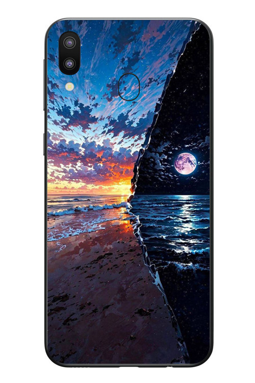 Samsung Galaxy M20 Uyumlu Deniz Günbatımı Baskılı Silikon Kılıf
