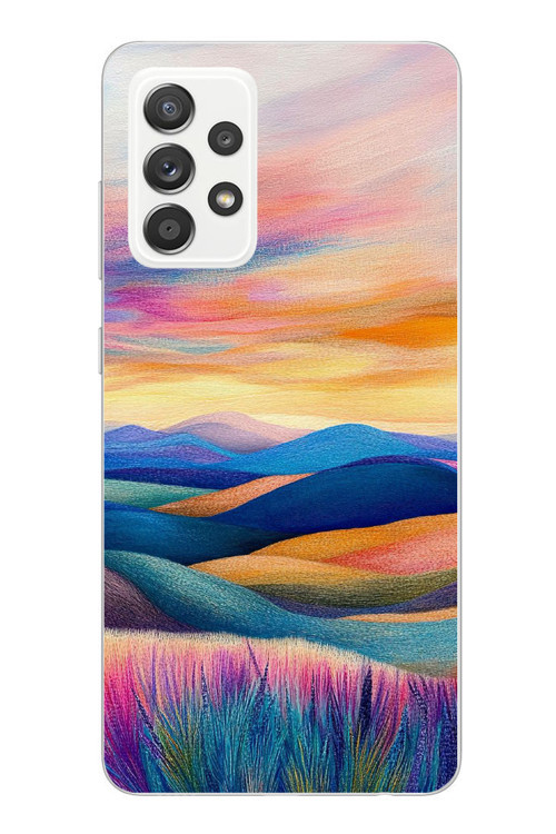 Samsung Galaxy A52 Uyumlu Renkli Pastel Günbatımı Baskılı Silikon Kılıf