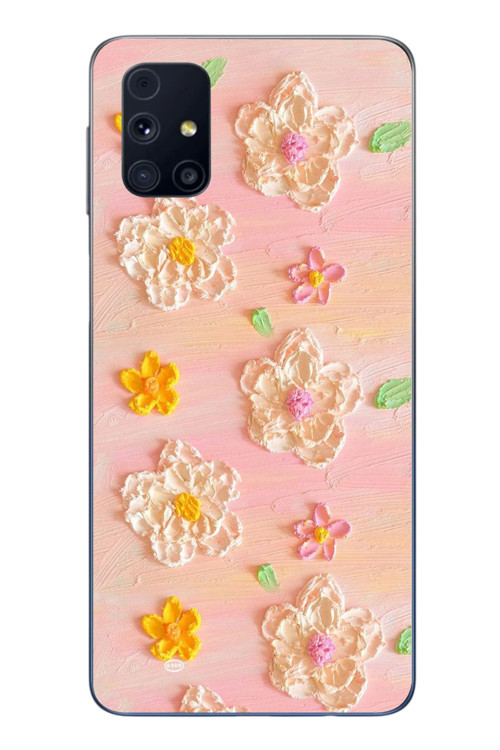Samsung Galaxy M31s Uyumlu Pastel Papatya Baskılı Silikon Kılıf