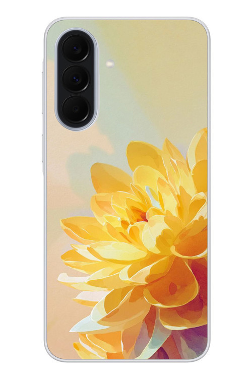 Samsung Galaxy A37 Uyumlu Sarı Çiçek Baskılı Silikon Kılıf